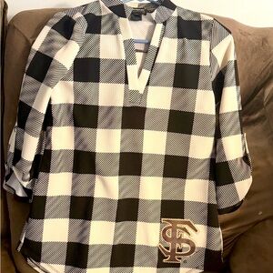 Gameday Crossfire Women’s Shirt Florida State Black & White Checkered Blouse